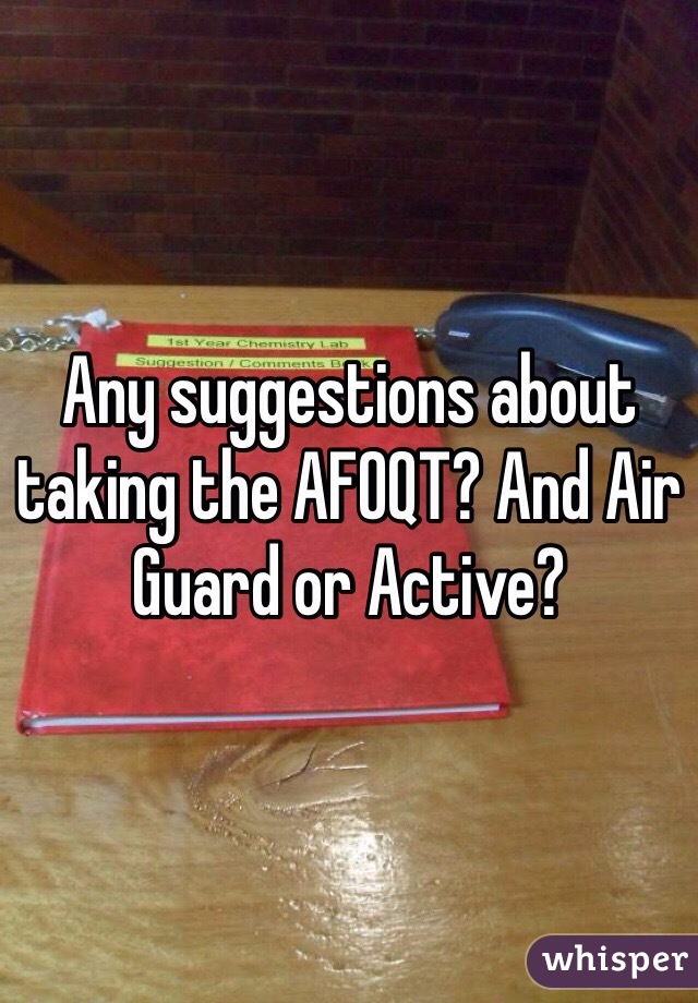 Any suggestions about taking the AFOQT? And Air Guard or Active? 
