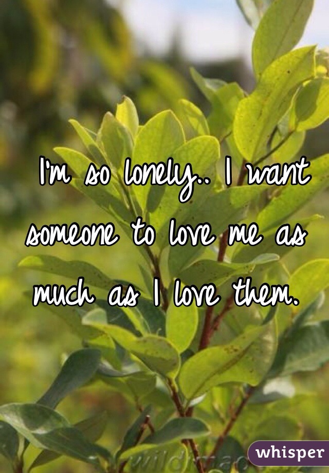  I'm so lonely.. I want someone to love me as much as I love them. 
