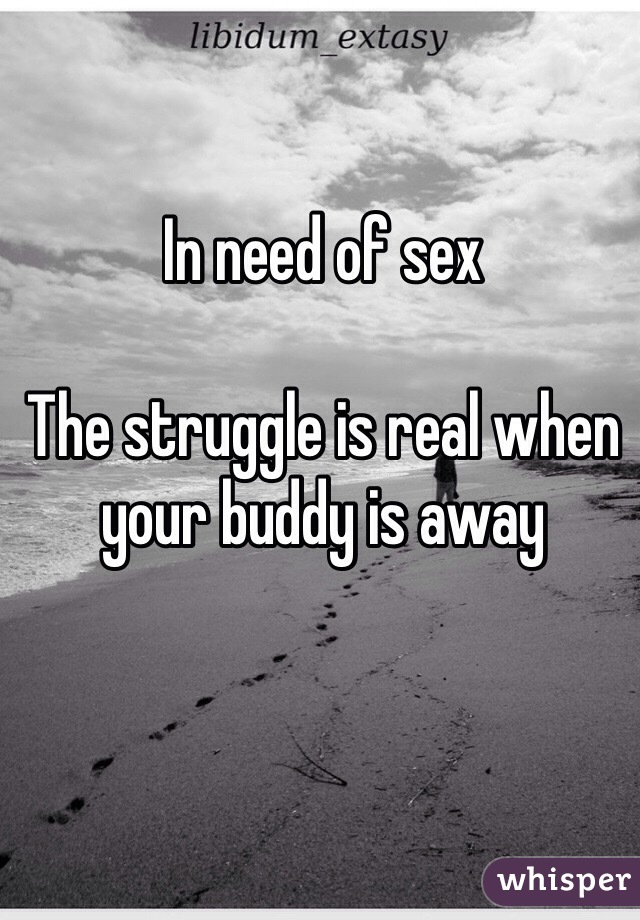 In need of sex 

The struggle is real when your buddy is away 