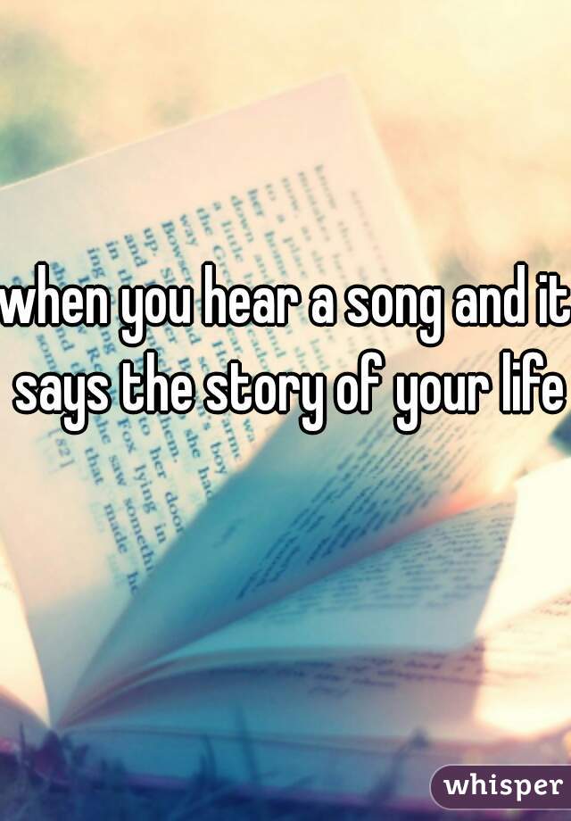 when you hear a song and it says the story of your life 