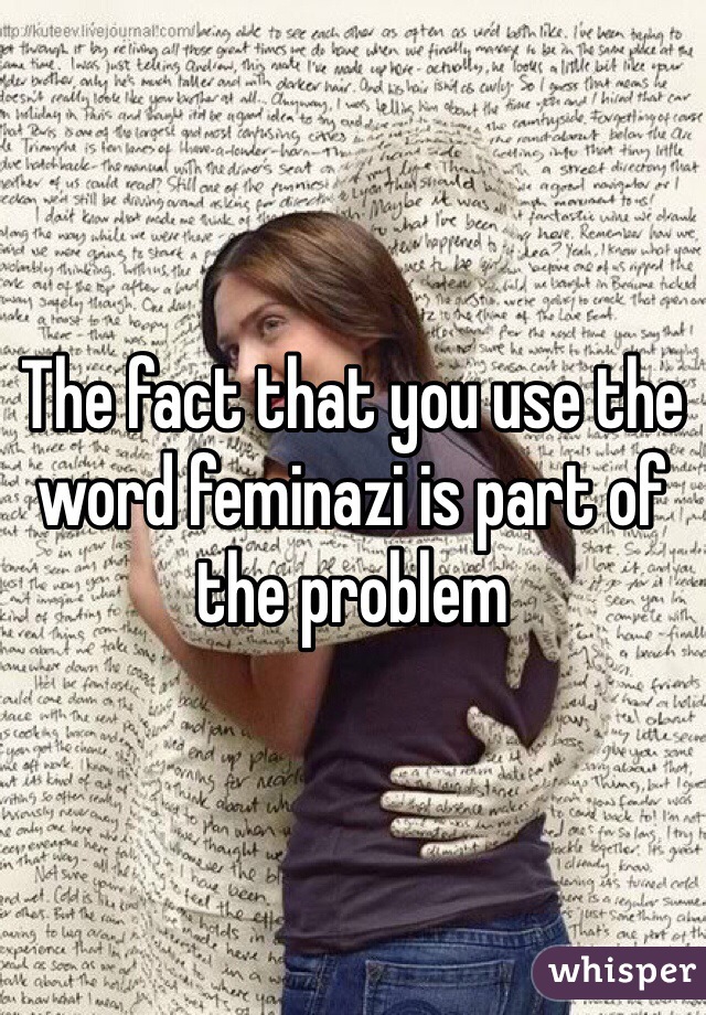 The fact that you use the word feminazi is part of the problem