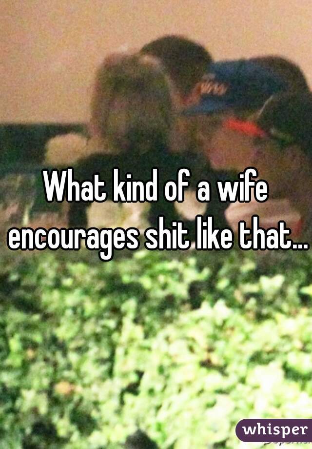 What kind of a wife encourages shit like that...