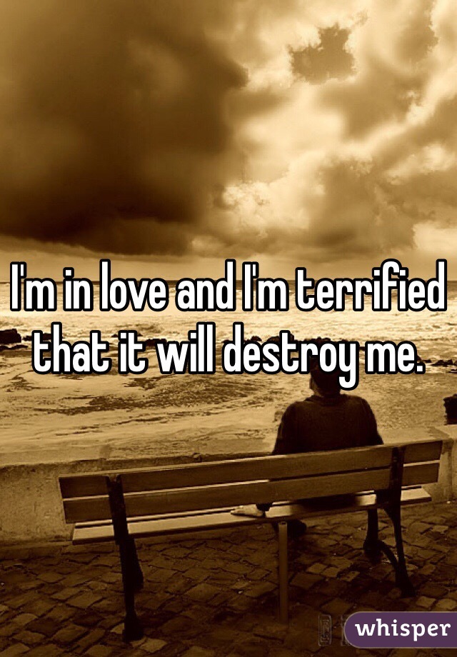 I'm in love and I'm terrified that it will destroy me. 