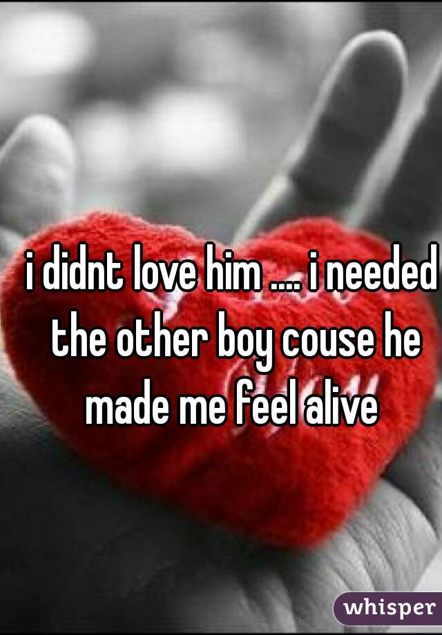 i didnt love him .... i needed the other boy couse he made me feel alive 