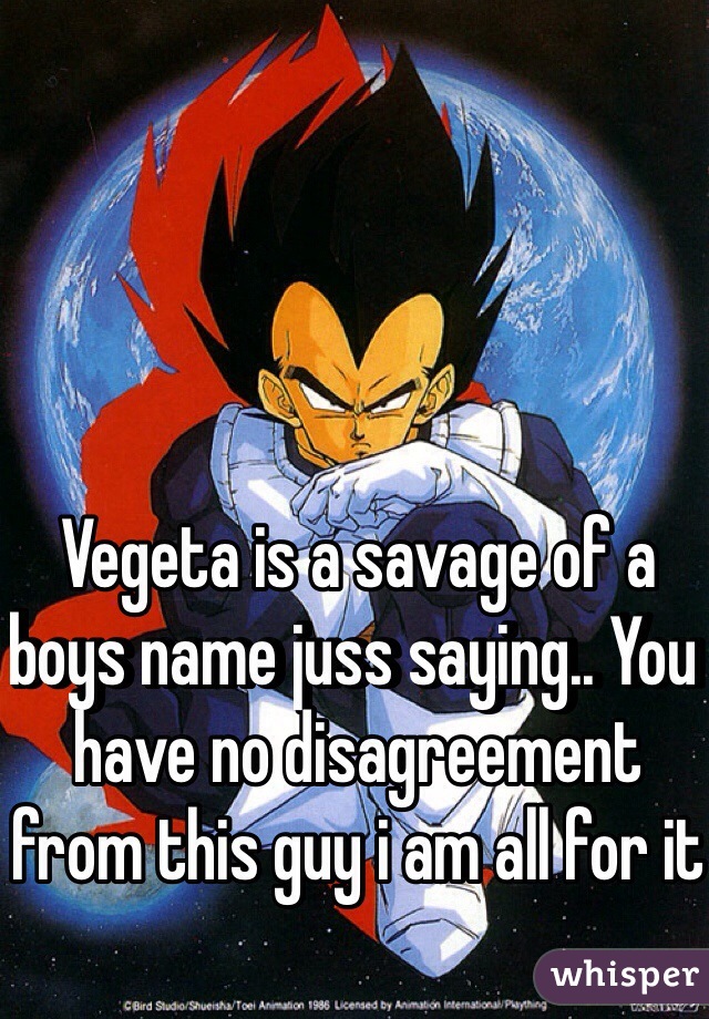 Vegeta is a savage of a boys name juss saying.. You have no disagreement from this guy i am all for it