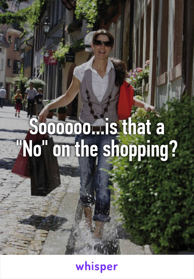 Soooooo...is that a "No" on the shopping?