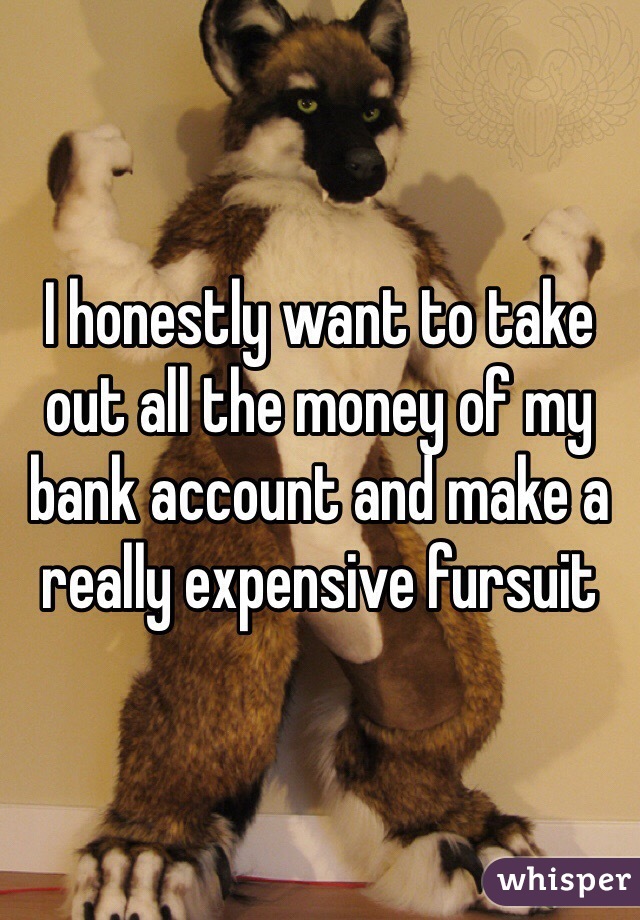 I honestly want to take out all the money of my bank account and make a really expensive fursuit
