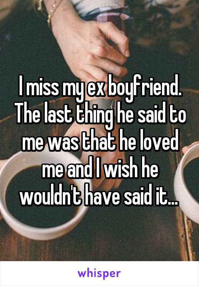 I miss my ex boyfriend. The last thing he said to me was that he loved me and I wish he wouldn't have said it... 
