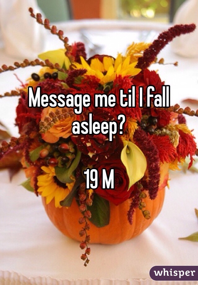 Message me til I fall asleep?

19 M