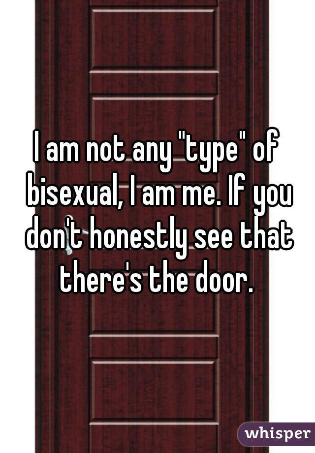 I am not any "type" of bisexual, I am me. If you don't honestly see that there's the door. 