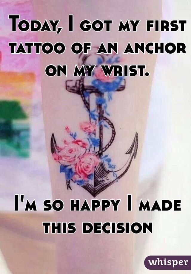 Today, I got my first tattoo of an anchor on my wrist. 





I'm so happy I made this decision 