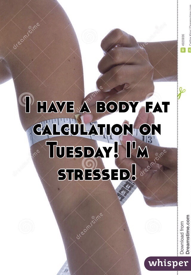 I have a body fat calculation on Tuesday! I'm stressed! 