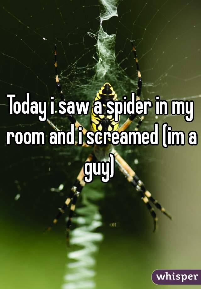 Today i saw a spider in my room and i screamed (im a guy) 