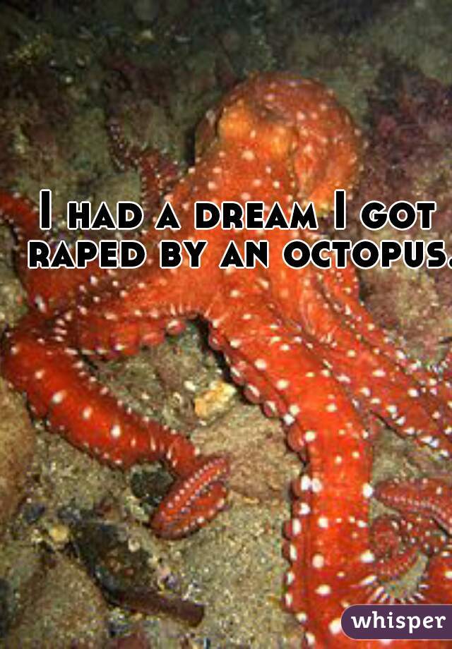 I had a dream I got raped by an octopus. 
