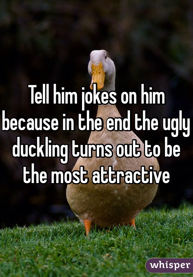 Tell him jokes on him because in the end the ugly duckling turns out to be the most attractive