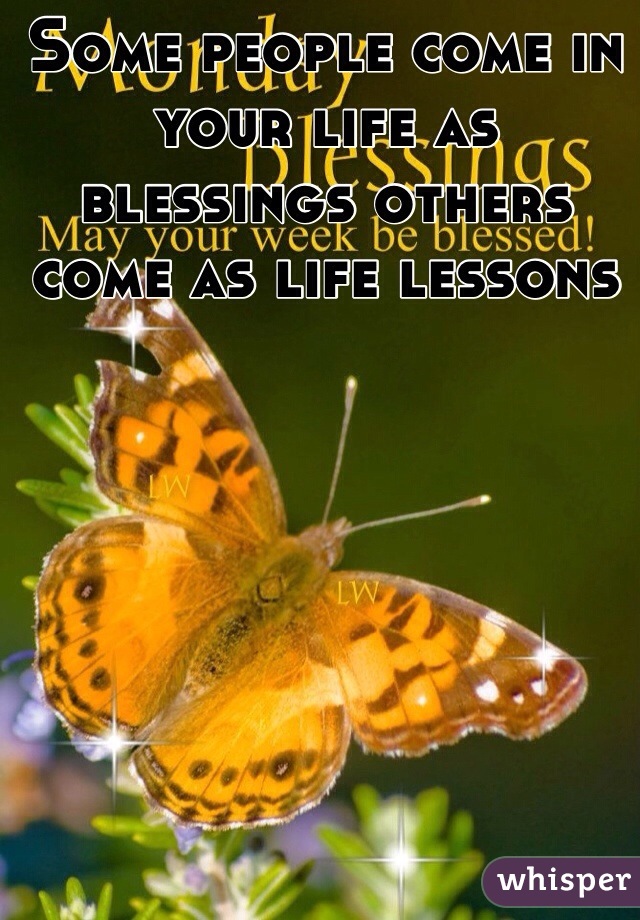 Some people come in your life as blessings others come as life lessons