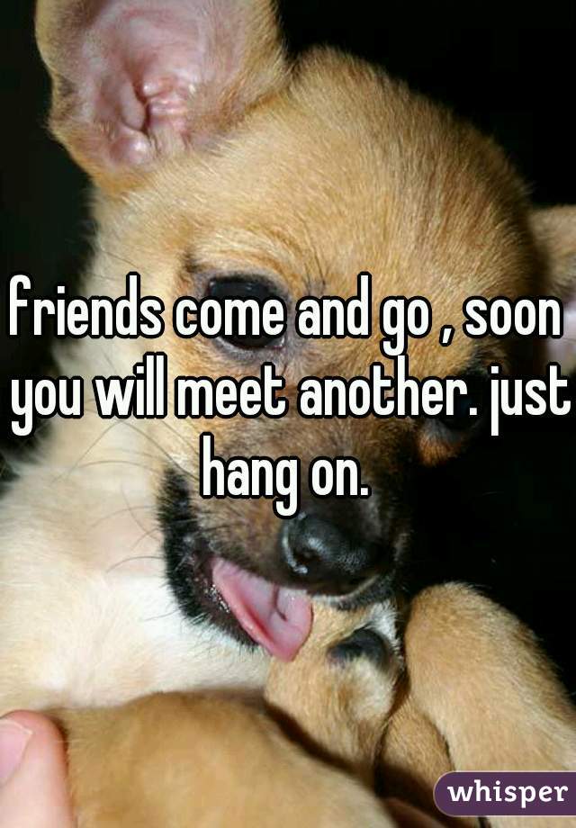 friends come and go , soon you will meet another. just hang on. 