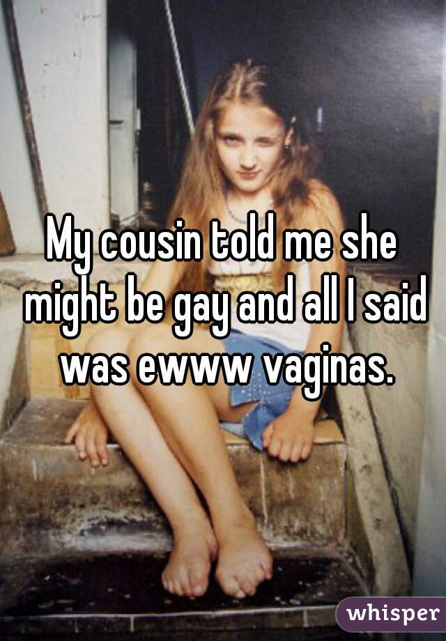 My cousin told me she might be gay and all I said was ewww vaginas.