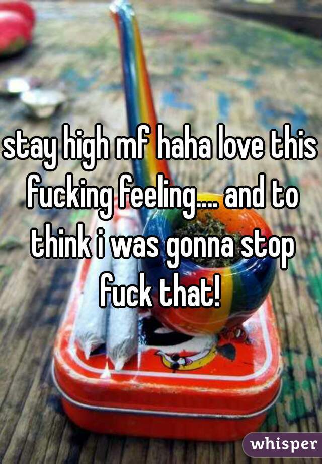 stay high mf haha love this fucking feeling.... and to think i was gonna stop fuck that! 