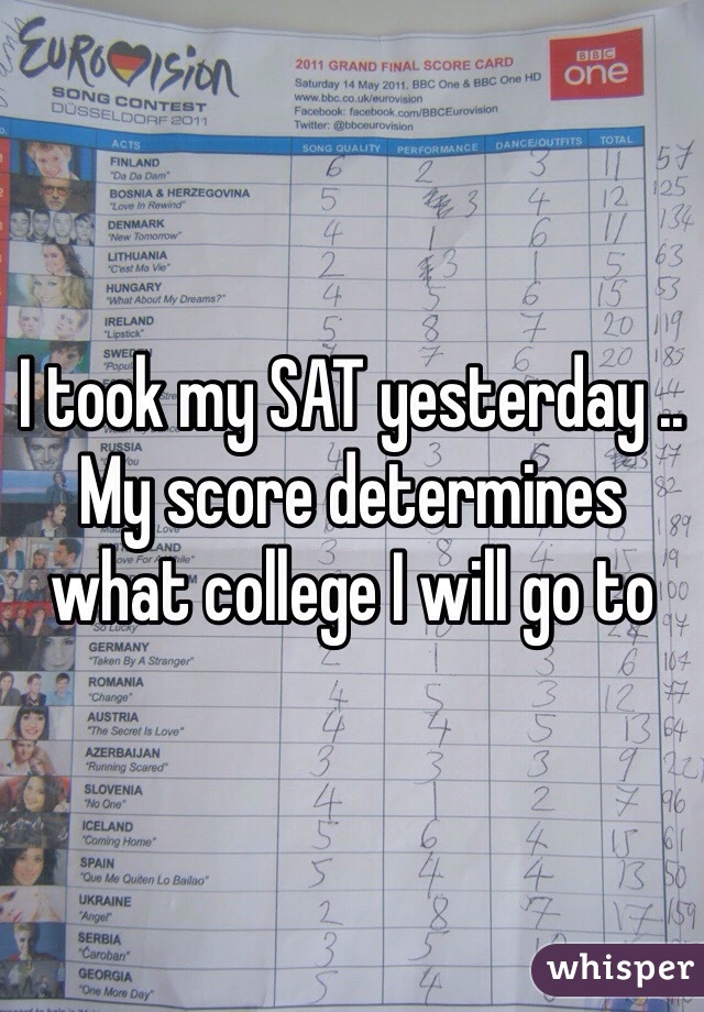 I took my SAT yesterday .. My score determines what college I will go to 