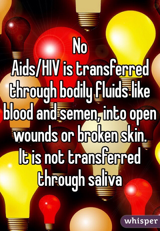 No
Aids/HIV is transferred through bodily fluids like blood and semen, into open wounds or broken skin.
It is not transferred through saliva 