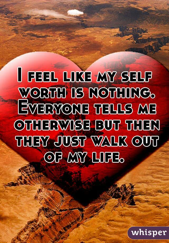 I feel like my self worth is nothing. Everyone tells me otherwise but then they just walk out of my life. 