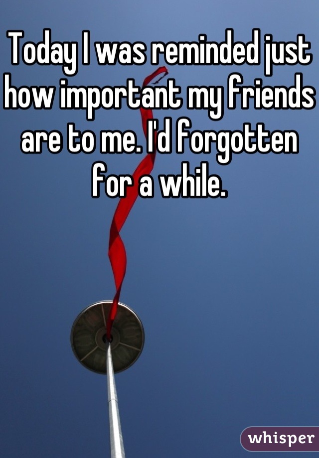 Today I was reminded just how important my friends are to me. I'd forgotten for a while.