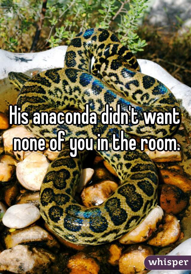 His anaconda didn't want none of you in the room.