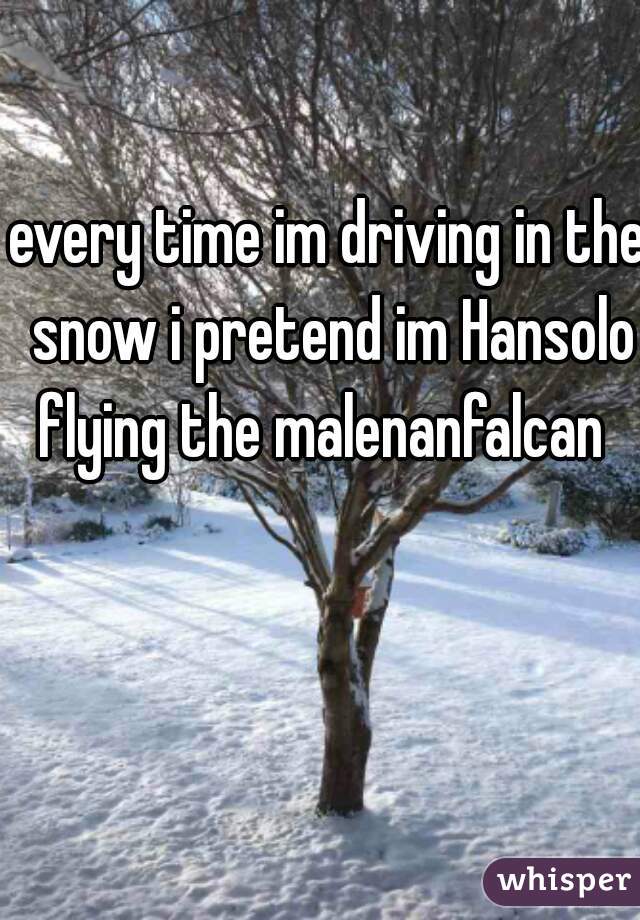 every time im driving in the snow i pretend im Hansolo flying the malenanfalcan  