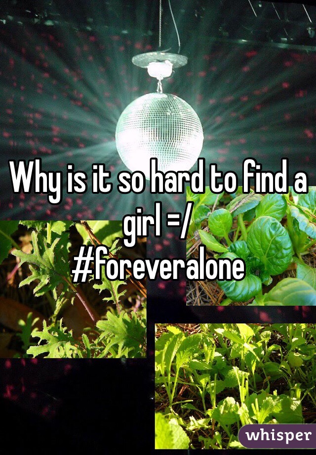 Why is it so hard to find a girl =/
#foreveralone