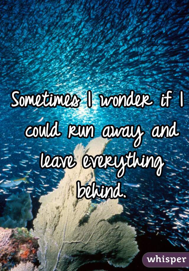 Sometimes I wonder if I could run away and leave everything behind.