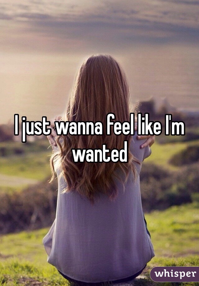 I just wanna feel like I'm wanted