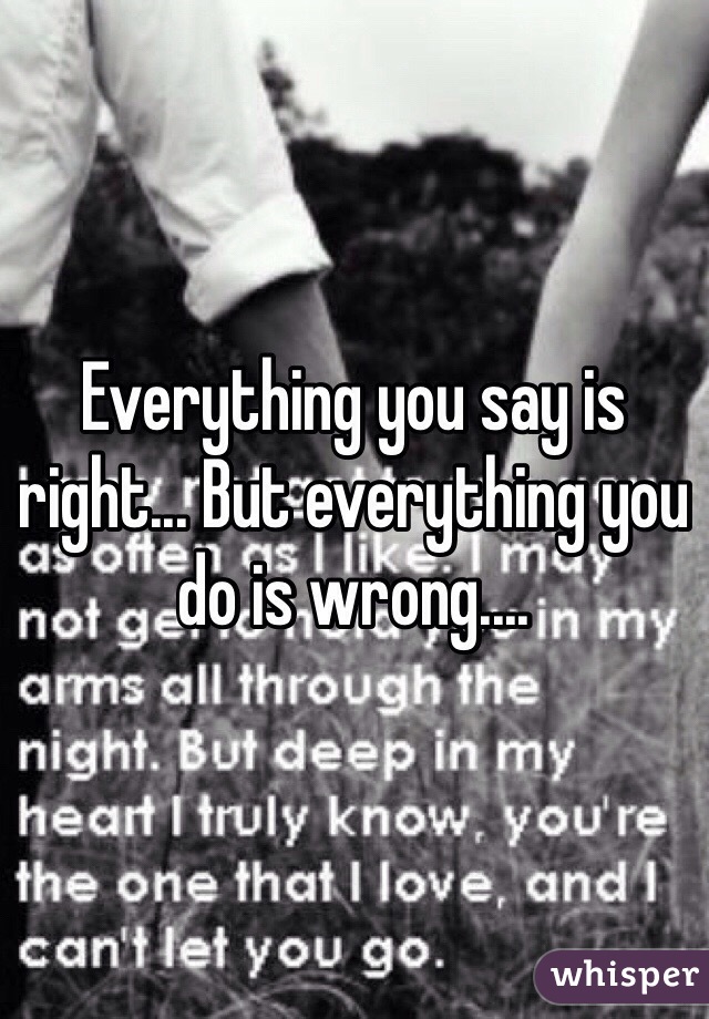 Everything you say is right... But everything you do is wrong....