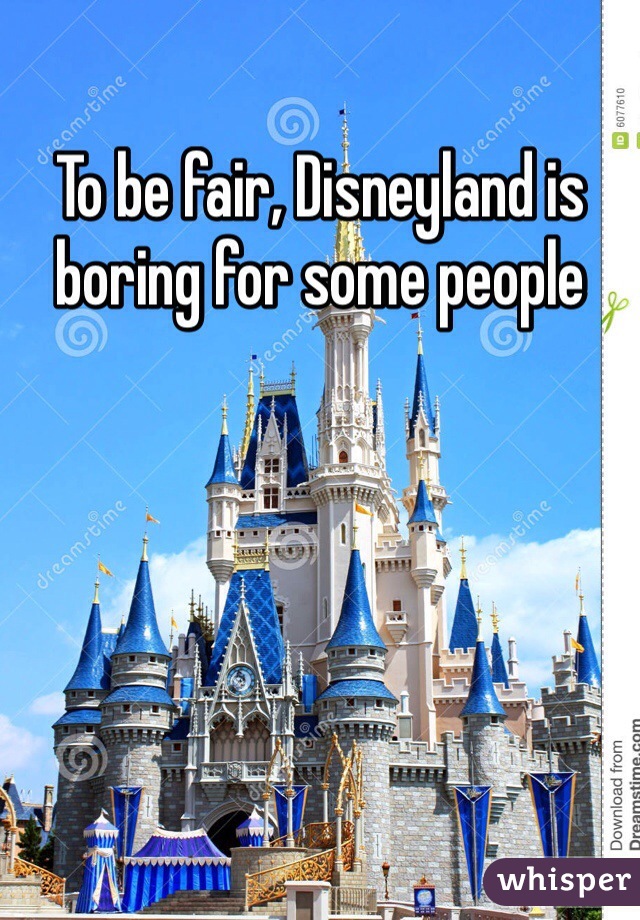 To be fair, Disneyland is boring for some people 