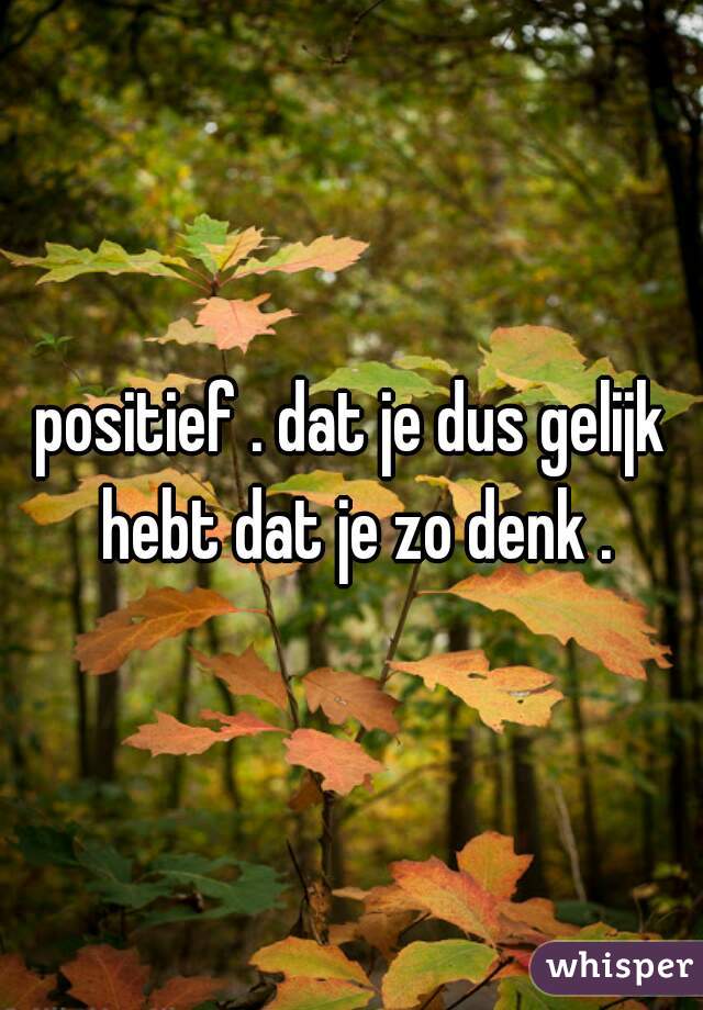 positief . dat je dus gelijk hebt dat je zo denk .