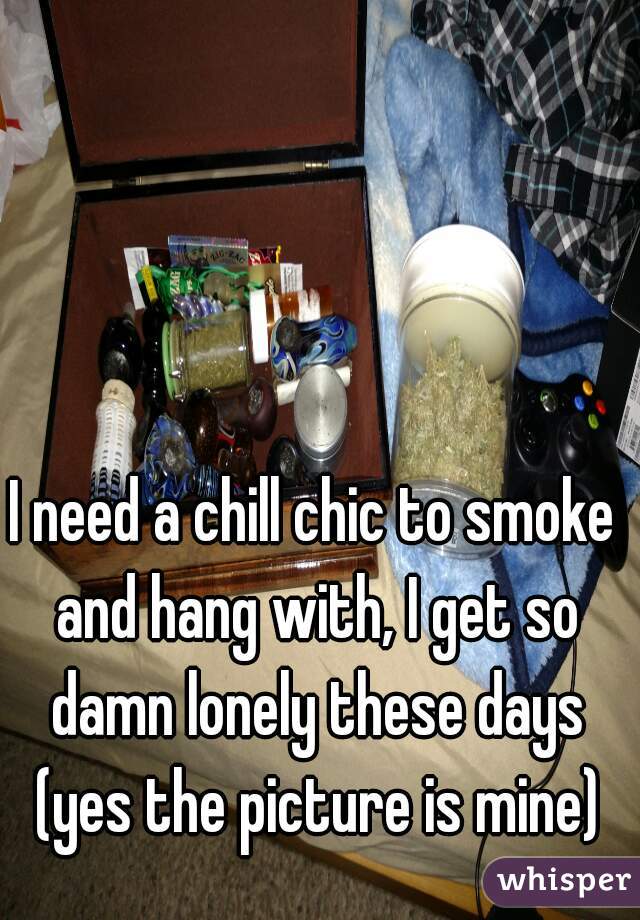 I need a chill chic to smoke and hang with, I get so damn lonely these days (yes the picture is mine)