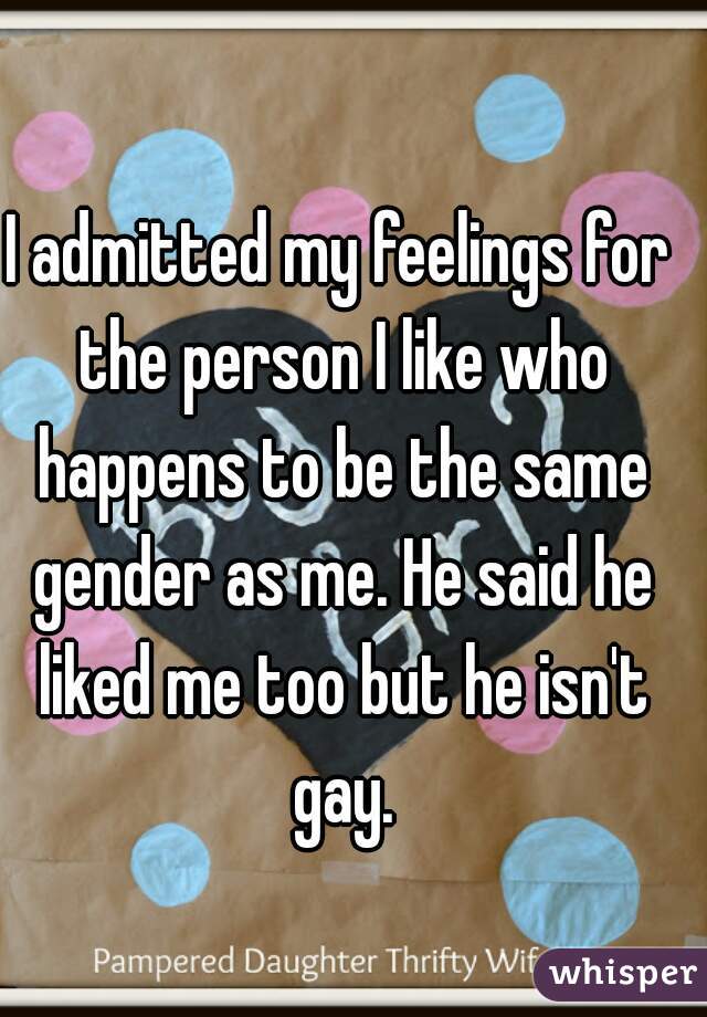 I admitted my feelings for the person I like who happens to be the same gender as me. He said he liked me too but he isn't gay.