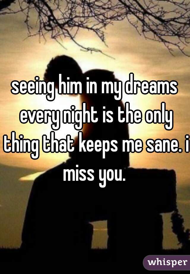 seeing him in my dreams every night is the only thing that keeps me sane. i miss you. 