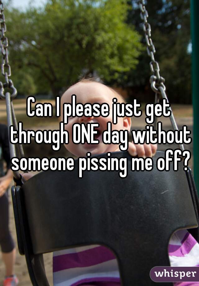 Can I please just get through ONE day without someone pissing me off?