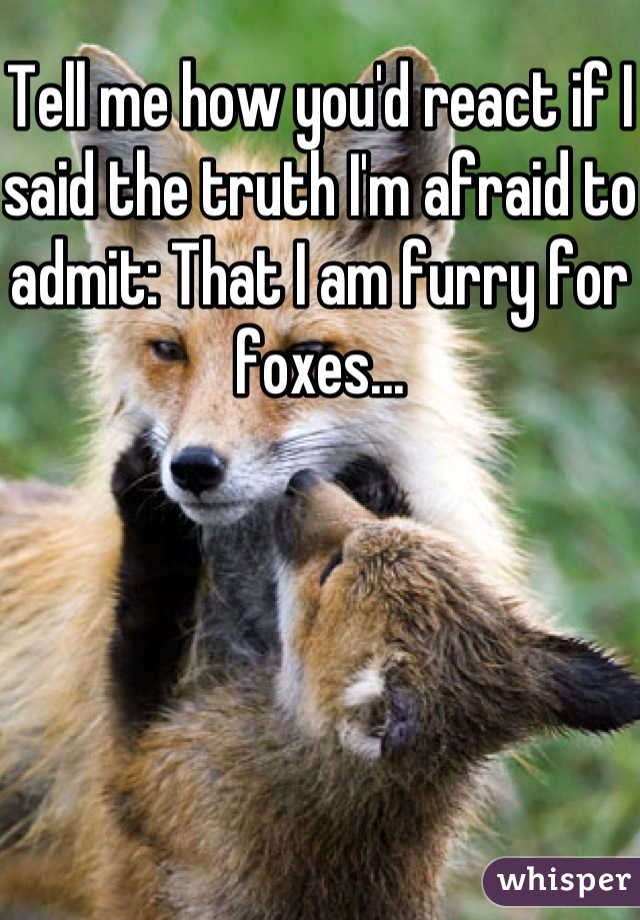 Tell me how you'd react if I said the truth I'm afraid to admit: That I am furry for foxes...