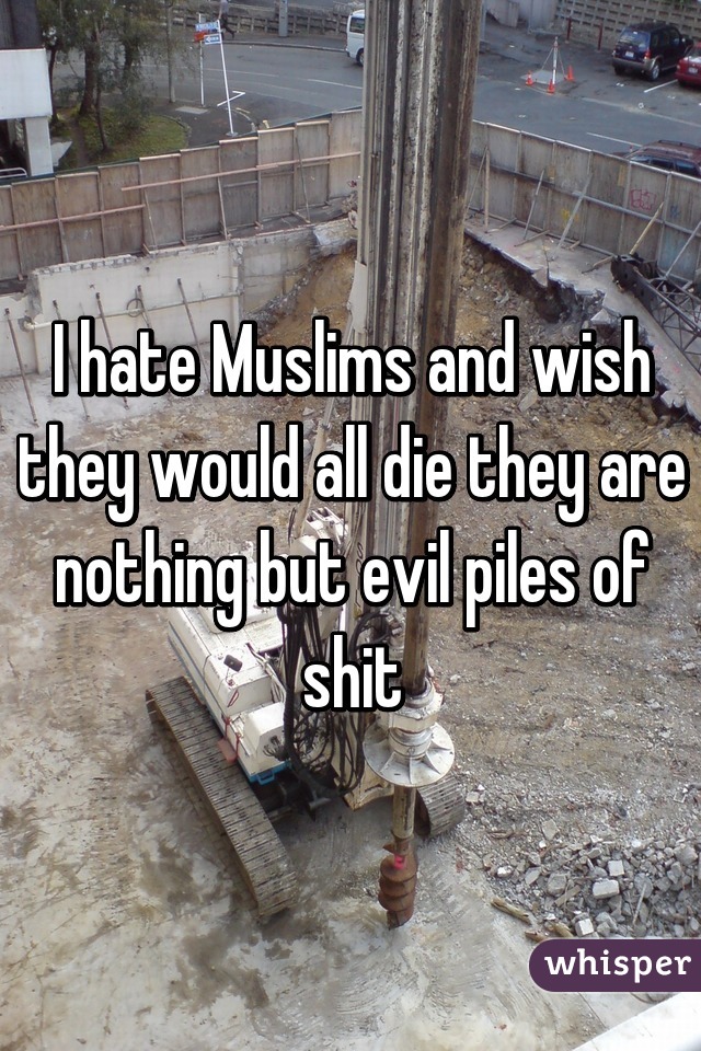 I hate Muslims and wish they would all die they are nothing but evil piles of shit