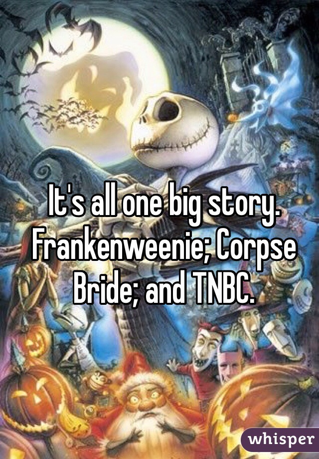 It's all one big story. Frankenweenie; Corpse Bride; and TNBC.  