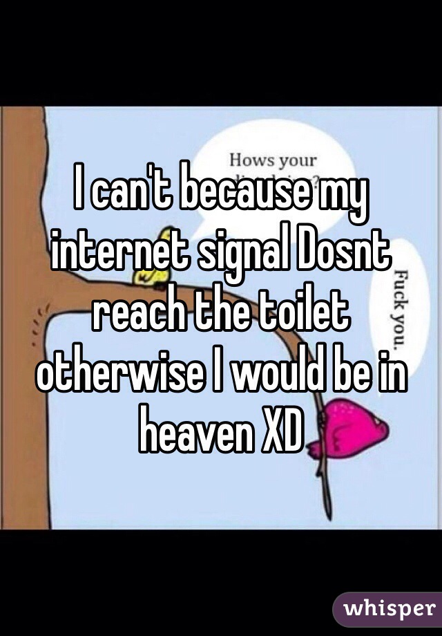 I can't because my internet signal Dosnt reach the toilet otherwise I would be in heaven XD