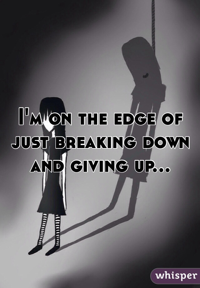 I'm on the edge of just breaking down and giving up...