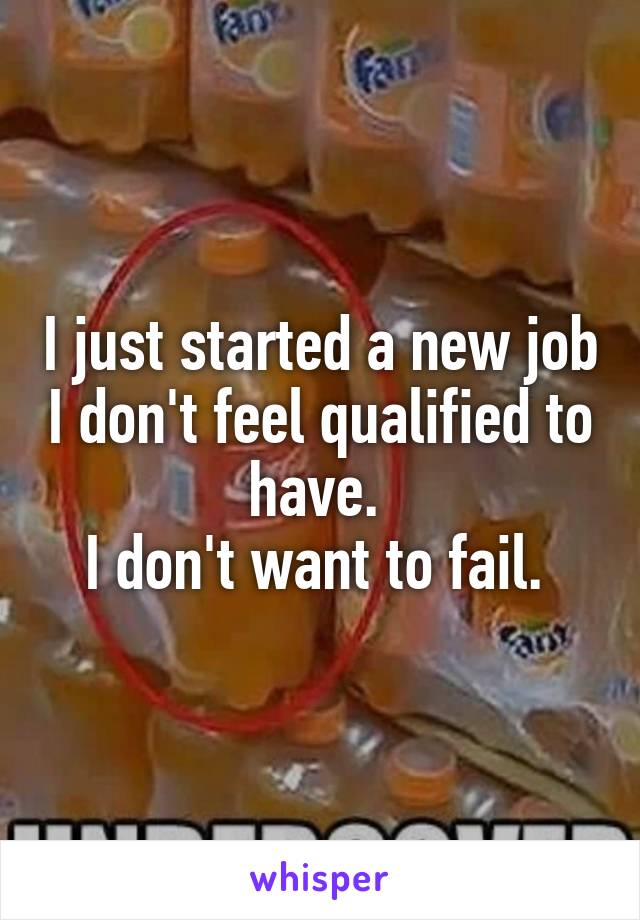 I just started a new job I don't feel qualified to have. 
I don't want to fail. 