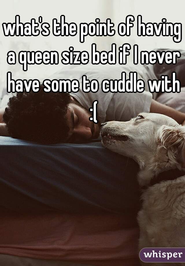 what's the point of having a queen size bed if I never have some to cuddle with :(