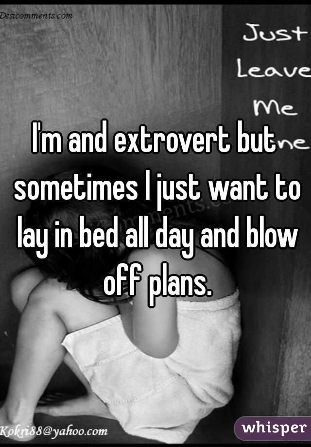 I'm and extrovert but sometimes I just want to lay in bed all day and blow off plans.