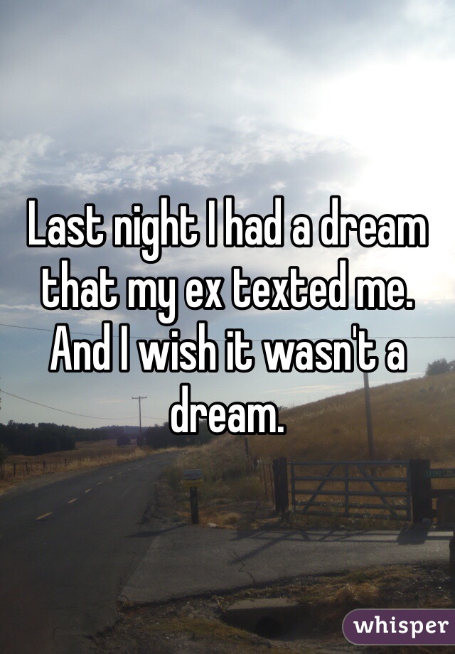 Last night I had a dream that my ex texted me. And I wish it wasn't a dream.