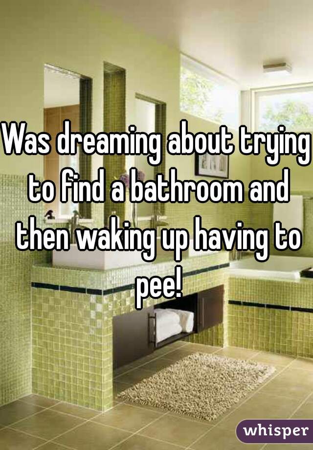 Was dreaming about trying to find a bathroom and then waking up having to pee!