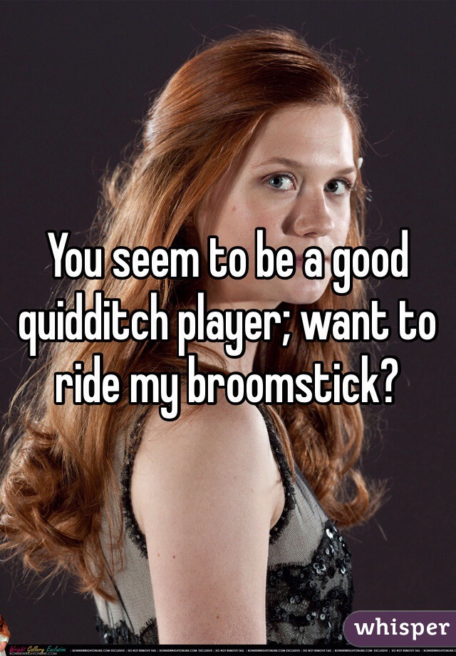 You seem to be a good quidditch player; want to ride my broomstick?